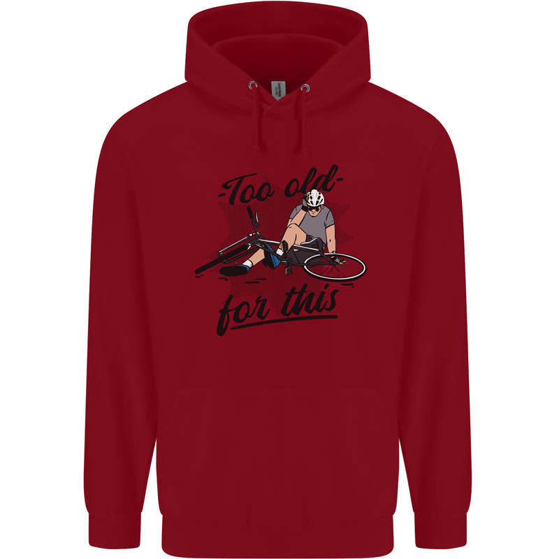 Too Old For This Funny Cycling Bicycle Mens 80% Cotton Hoodie Red