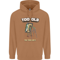 Too Old for This Shit Funny Music DJ Vinyl Mens 80% Cotton Hoodie Caramel Latte
