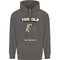 Too Old for This Shit Funny Music DJ Vinyl Mens 80% Cotton Hoodie Charcoal