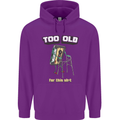 Too Old for This Shit Funny Music DJ Vinyl Mens 80% Cotton Hoodie Purple