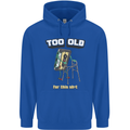 Too Old for This Shit Funny Music DJ Vinyl Mens 80% Cotton Hoodie Royal Blue