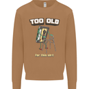 Too Old for This Shit Funny Music DJ Vinyl Mens Sweatshirt Jumper Caramel Latte