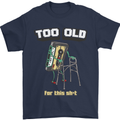 Too Old for This Shit Funny Music DJ Vinyl Mens T-Shirt Cotton Gildan Navy Blue