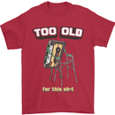 Too Old for This Shit Funny Music DJ Vinyl Mens T-Shirt Cotton Gildan Red