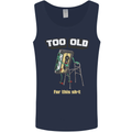 Too Old for This Shit Funny Music DJ Vinyl Mens Vest Tank Top Navy Blue