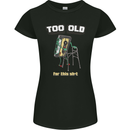 Too Old for This Shit Funny Music DJ Vinyl Womens Petite Cut T-Shirt Black