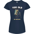 Too Old for This Shit Funny Music DJ Vinyl Womens Petite Cut T-Shirt Navy Blue