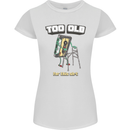 Too Old for This Shit Funny Music DJ Vinyl Womens Petite Cut T-Shirt White