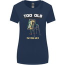 Too Old for This Shit Funny Music DJ Vinyl Womens Wider Cut T-Shirt Navy Blue