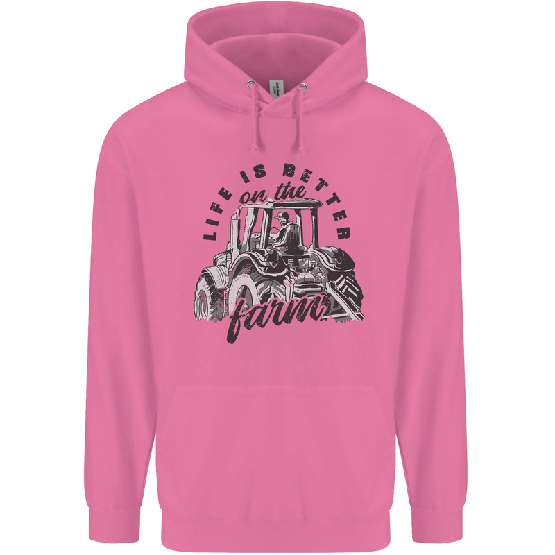 Tractor Life Is Better Farm Funny Farming Childrens Kids Hoodie Azalea