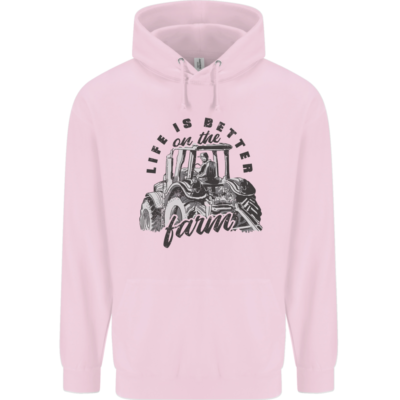Tractor Life Is Better Farm Funny Farming Childrens Kids Hoodie Light Pink