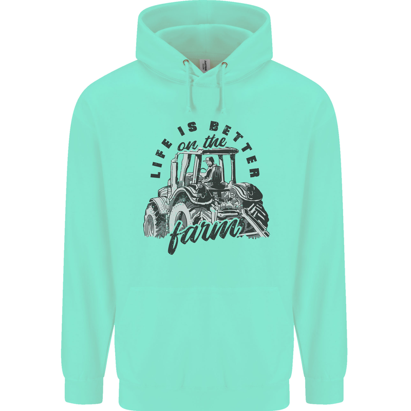 Tractor Life Is Better Farm Funny Farming Childrens Kids Hoodie Peppermint