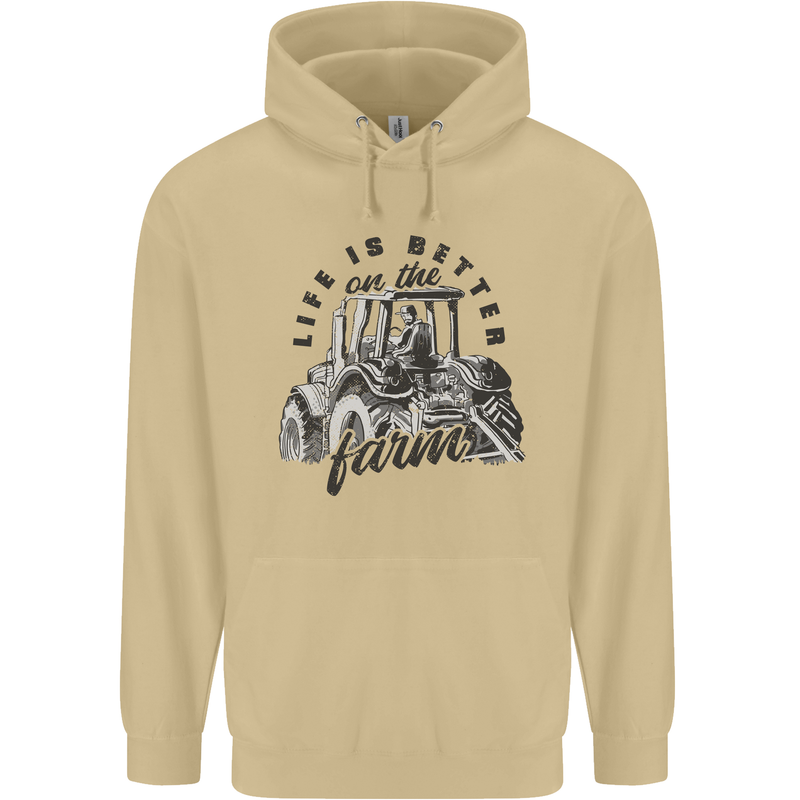 Tractor Life Is Better Farm Funny Farming Mens 80% Cotton Hoodie Sand