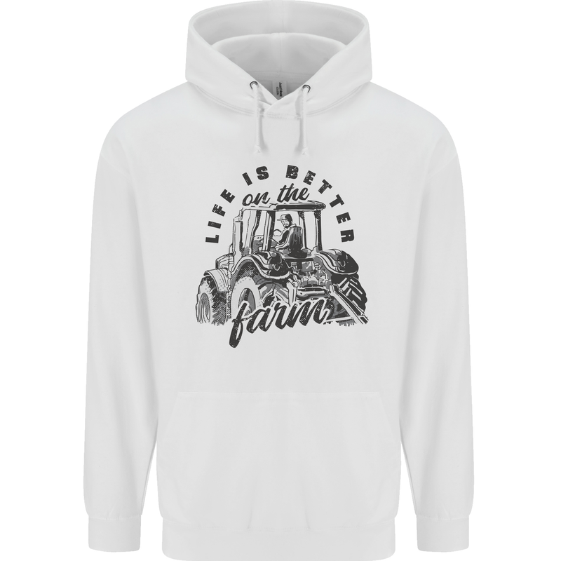 Tractor Life Is Better Farm Funny Farming Mens 80% Cotton Hoodie White