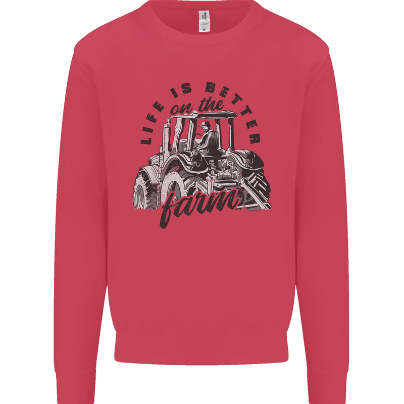 Tractor Life Is Better Farm Funny Farming Mens Sweatshirt Jumper Heliconia