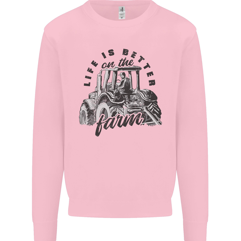 Tractor Life Is Better Farm Funny Farming Mens Sweatshirt Jumper Light Pink