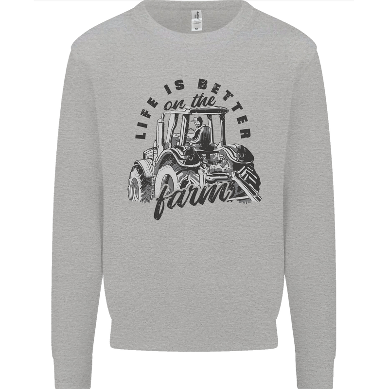 Tractor Life Is Better Farm Funny Farming Mens Sweatshirt Jumper Sports Grey