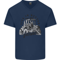 Tractor Life Is Better Farm Funny Farming Mens V-Neck Cotton T-Shirt Navy Blue