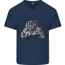 Tractor Life Is Better Farm Funny Farming Mens V-Neck Cotton T-Shirt Navy Blue