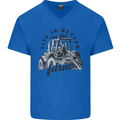 Tractor Life Is Better Farm Funny Farming Mens V-Neck Cotton T-Shirt Royal Blue