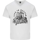 Tractor Life Is Better Farm Funny Farming Mens V-Neck Cotton T-Shirt White