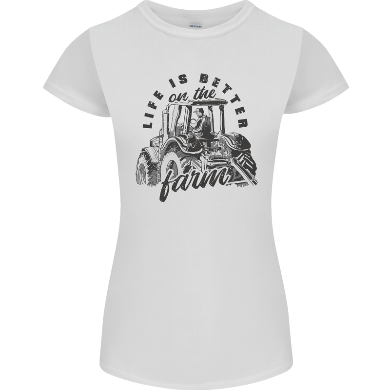 Tractor Life Is Better Farm Funny Farming Womens Petite Cut T-Shirt White