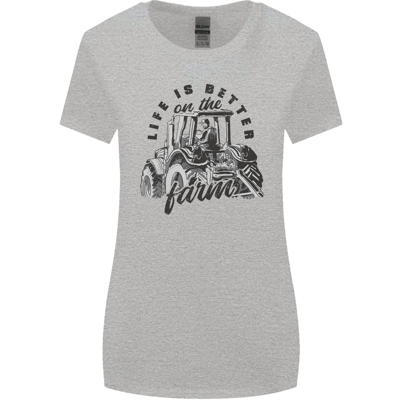 Tractor Life Is Better Farm Funny Farming Womens Wider Cut T-Shirt Sports Grey