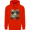 Tractor No Farmers No Food Farming Childrens Kids Hoodie Bright Red
