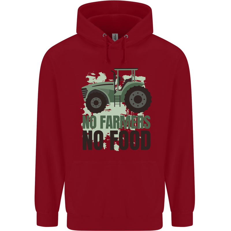 Tractor No Farmers No Food Farming Childrens Kids Hoodie Red