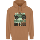 Tractor No Farmers No Food Farming Mens 80% Cotton Hoodie Caramel Latte