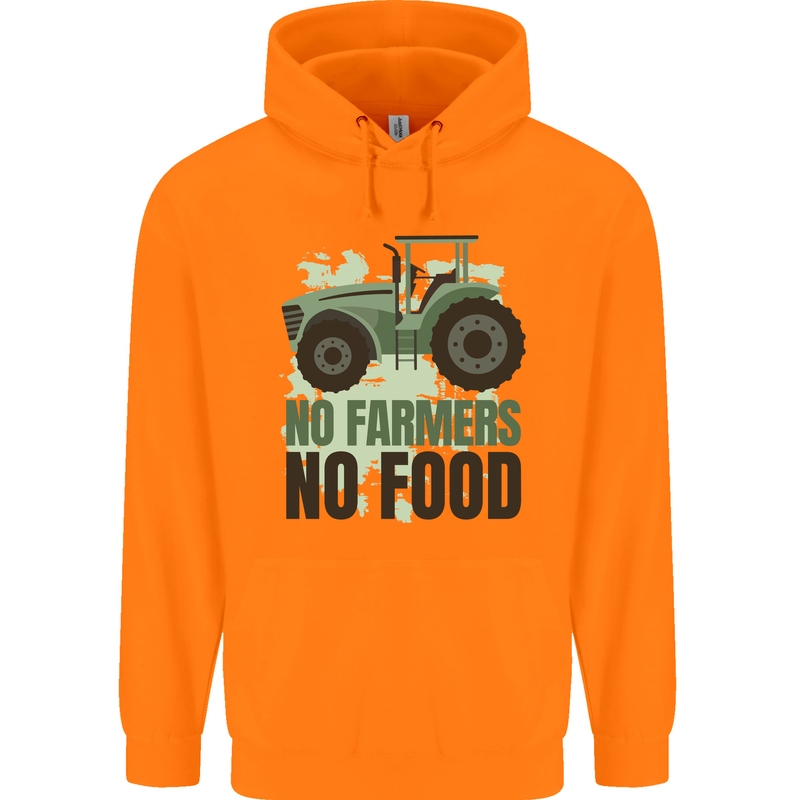Tractor No Farmers No Food Farming Mens 80% Cotton Hoodie Orange