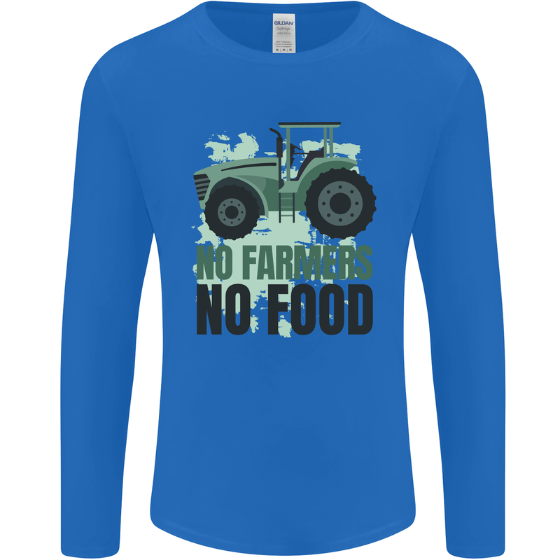 Tractor No Farmers No Food Farming Mens Long Sleeve T-Shirt Royal Blue