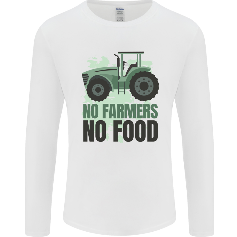 Tractor No Farmers No Food Farming Mens Long Sleeve T-Shirt White
