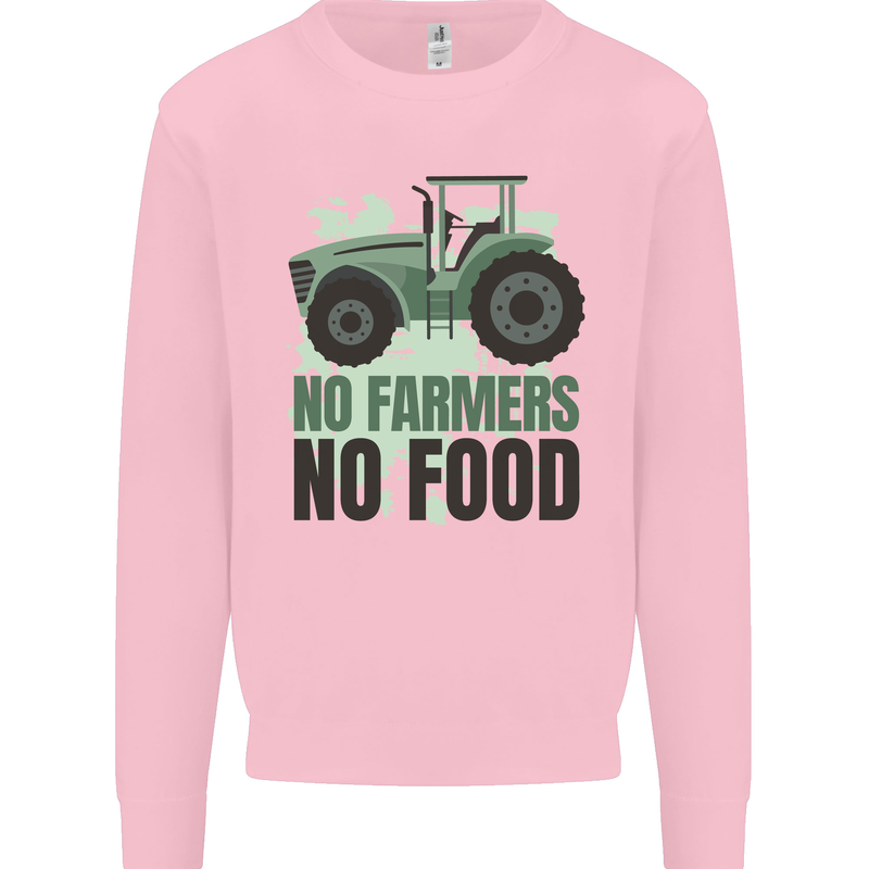 Tractor No Farmers No Food Farming Mens Sweatshirt Jumper Light Pink
