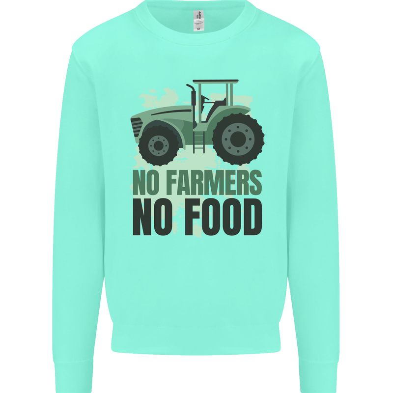 Tractor No Farmers No Food Farming Mens Sweatshirt Jumper Peppermint
