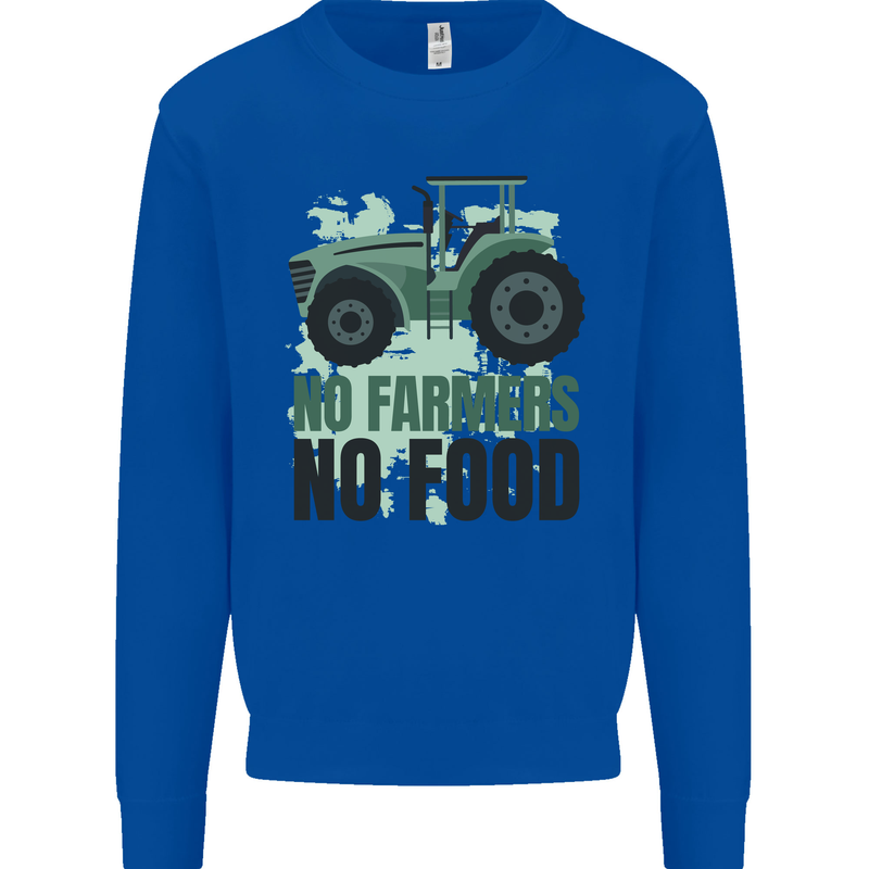 Tractor No Farmers No Food Farming Mens Sweatshirt Jumper Royal Blue