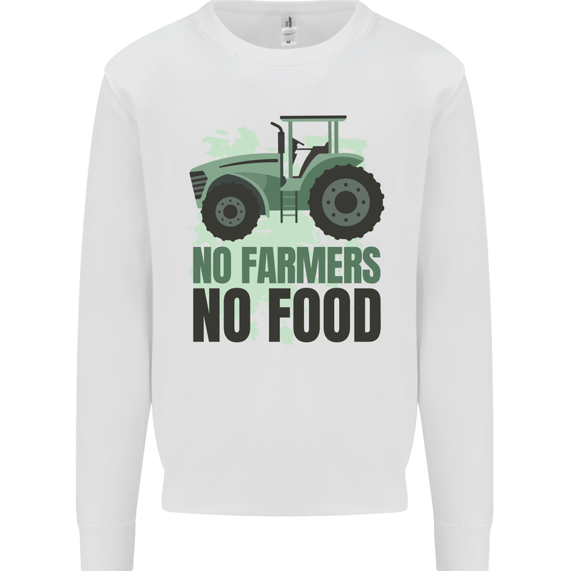 Tractor No Farmers No Food Farming Mens Sweatshirt Jumper White