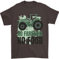 Tractor No Farmers No Food Farming Mens T-Shirt Cotton Gildan Dark Chocolate