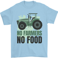 Tractor No Farmers No Food Farming Mens T-Shirt Cotton Gildan Light Blue
