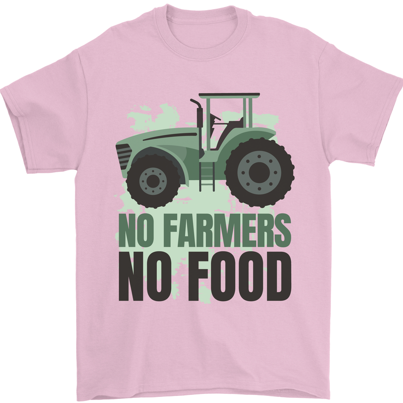 Tractor No Farmers No Food Farming Mens T-Shirt Cotton Gildan Light Pink