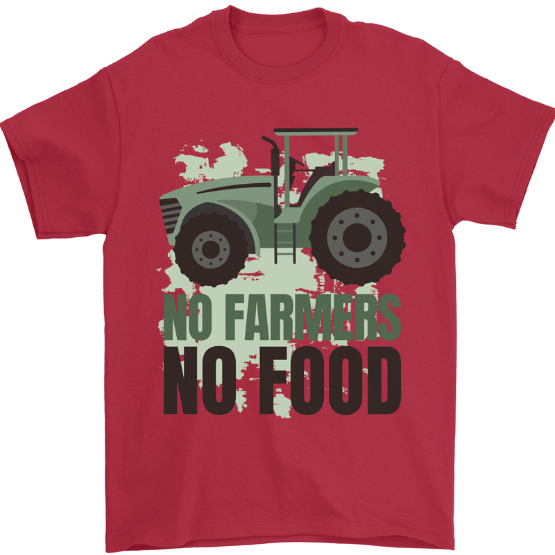 Tractor No Farmers No Food Farming Mens T-Shirt Cotton Gildan Red
