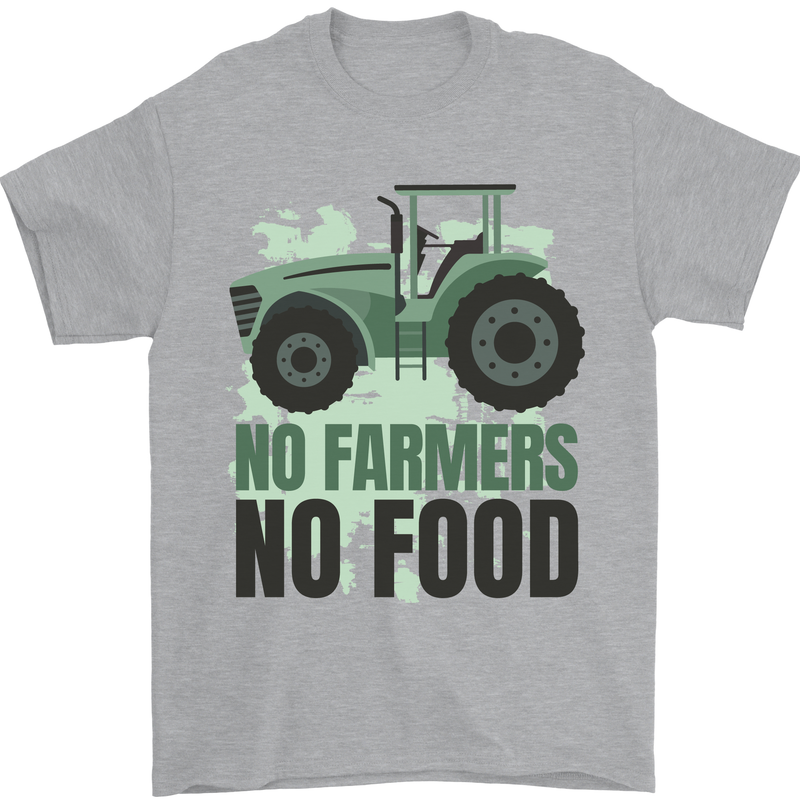 Tractor No Farmers No Food Farming Mens T-Shirt Cotton Gildan Sports Grey