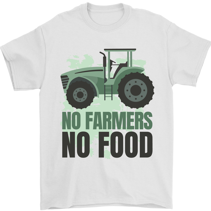 Tractor No Farmers No Food Farming Mens T-Shirt Cotton Gildan White