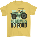 Tractor No Farmers No Food Farming Mens T-Shirt Cotton Gildan Yellow