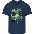 Tractor No Farmers No Food Farming Mens V-Neck Cotton T-Shirt Navy Blue
