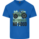 Tractor No Farmers No Food Farming Mens V-Neck Cotton T-Shirt Royal Blue