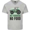Tractor No Farmers No Food Farming Mens V-Neck Cotton T-Shirt Sports Grey