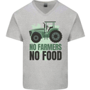 Tractor No Farmers No Food Farming Mens V-Neck Cotton T-Shirt Sports Grey