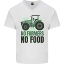 Tractor No Farmers No Food Farming Mens V-Neck Cotton T-Shirt White