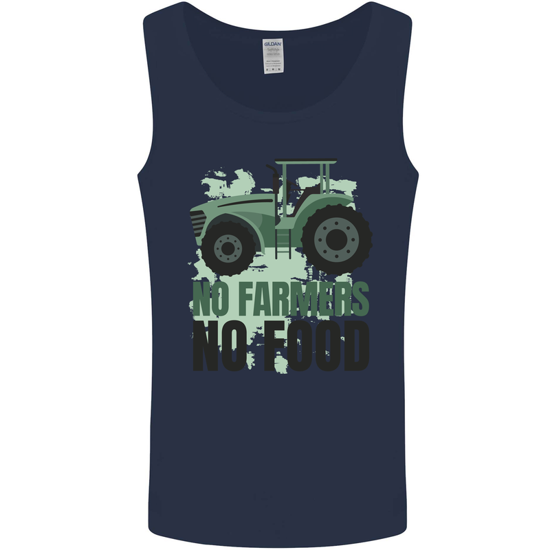 Tractor No Farmers No Food Farming Mens Vest Tank Top Navy Blue